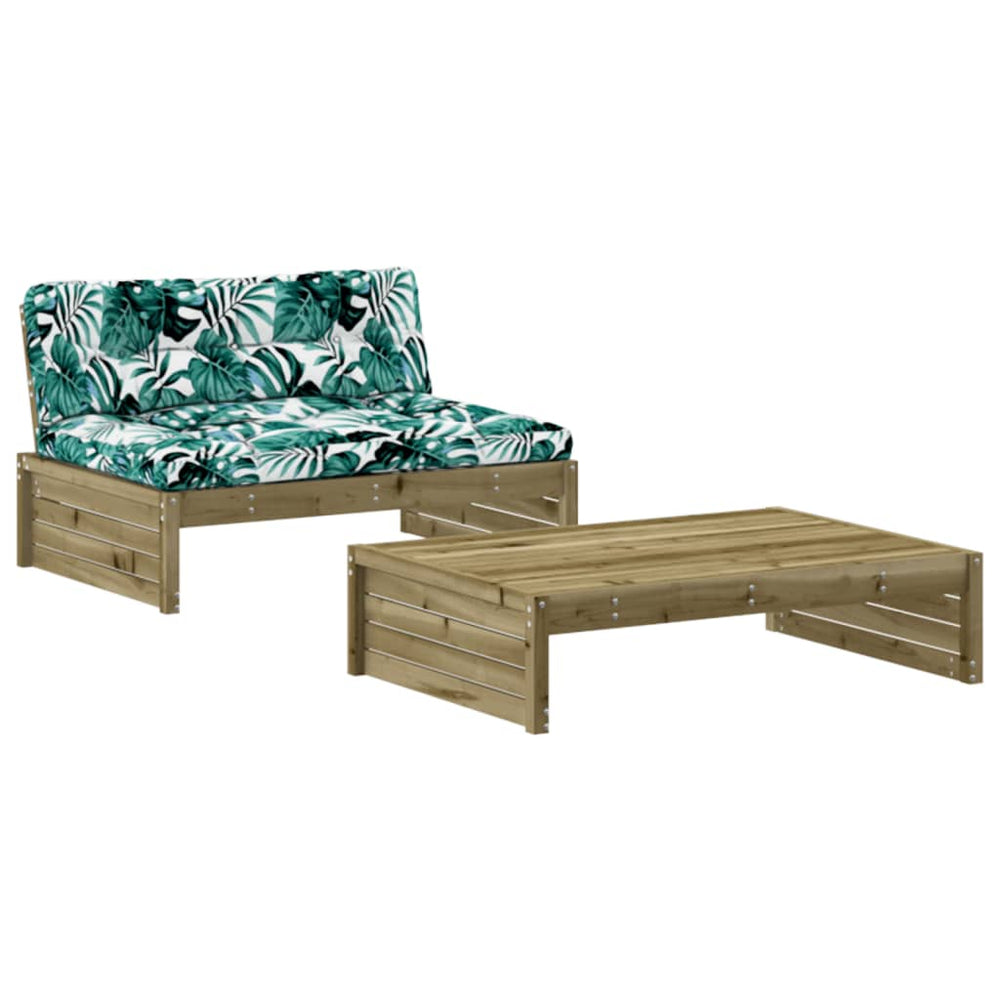 Set Mobilier De Grădină Cu Perne, 2 Piese, Lemn De Pin Tratat