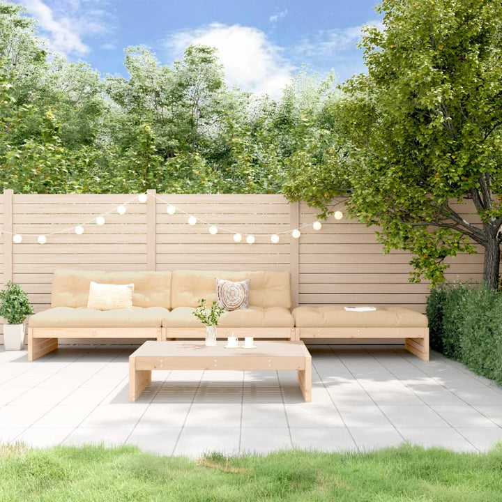 Set Mobilier Grădină Cu Perne, 4 Piese, Maro Miere, Lemn Masiv