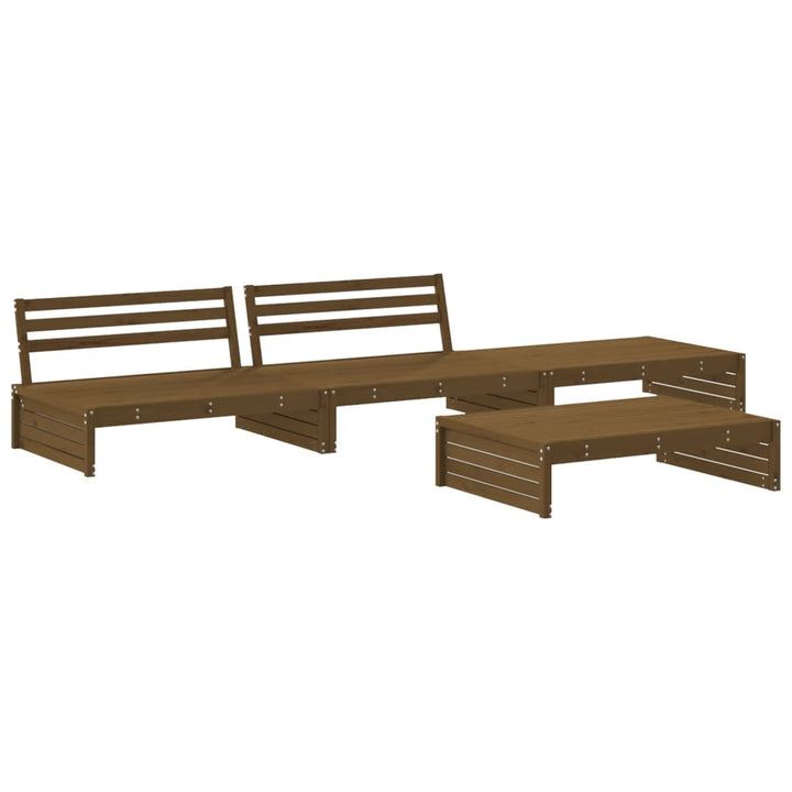 Set Mobilier Grădină Cu Perne, 4 Piese, Maro Miere, Lemn Masiv