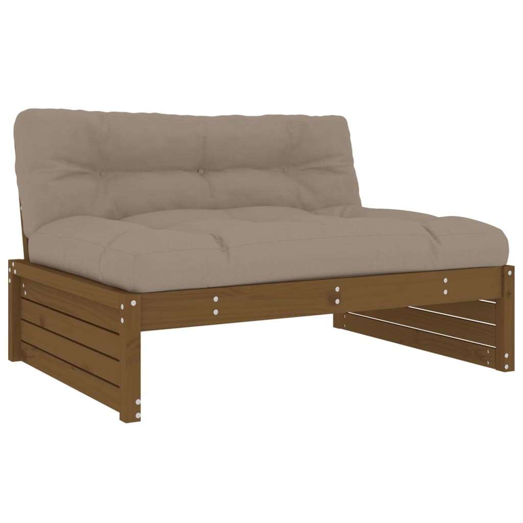 Set Mobilier Grădină Cu Perne, 4 Piese, Maro Miere, Lemn Masiv