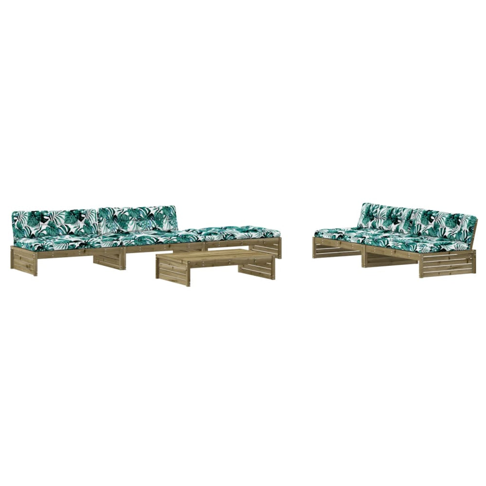 Set Mobilier De Grădină Cu Perne, 6 Piese, Lemn De Pin Tratat