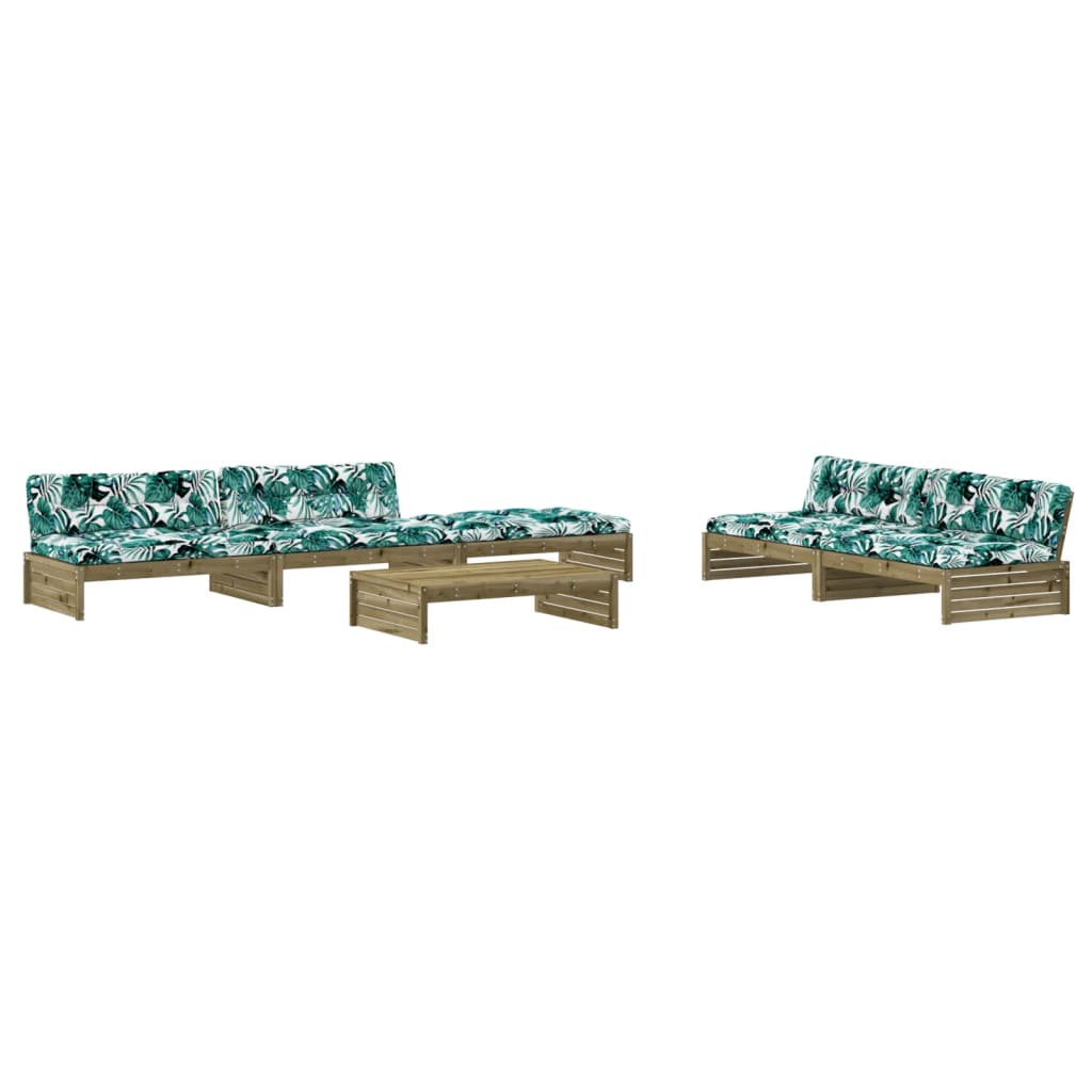 Set Mobilier De Grădină Cu Perne, 6 Piese, Lemn De Pin Tratat