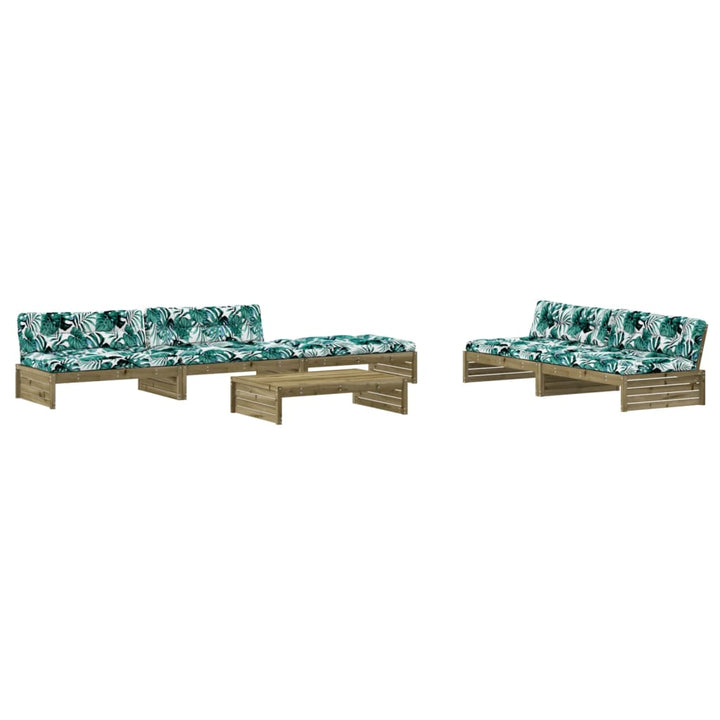 Set Mobilier De Grădină Cu Perne, 6 Piese, Lemn De Pin Tratat