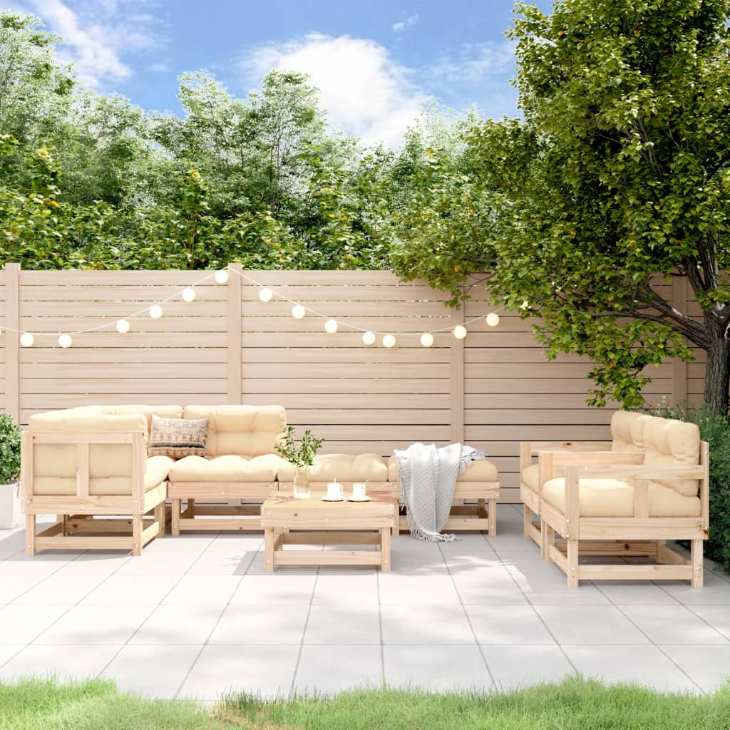 Set Mobilier Relaxare De Grădină, 8 Piese, Lemn De Pin Tratat