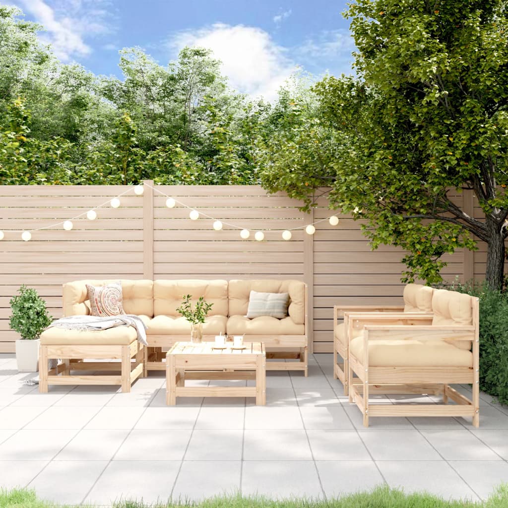 Set Mobilier De Grădină, 7 Piese, , Lemn Masiv De Pin