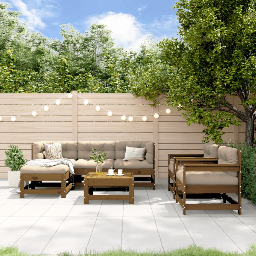Set Mobilier De Grădină, 7 Piese, , Lemn Masiv De Pin