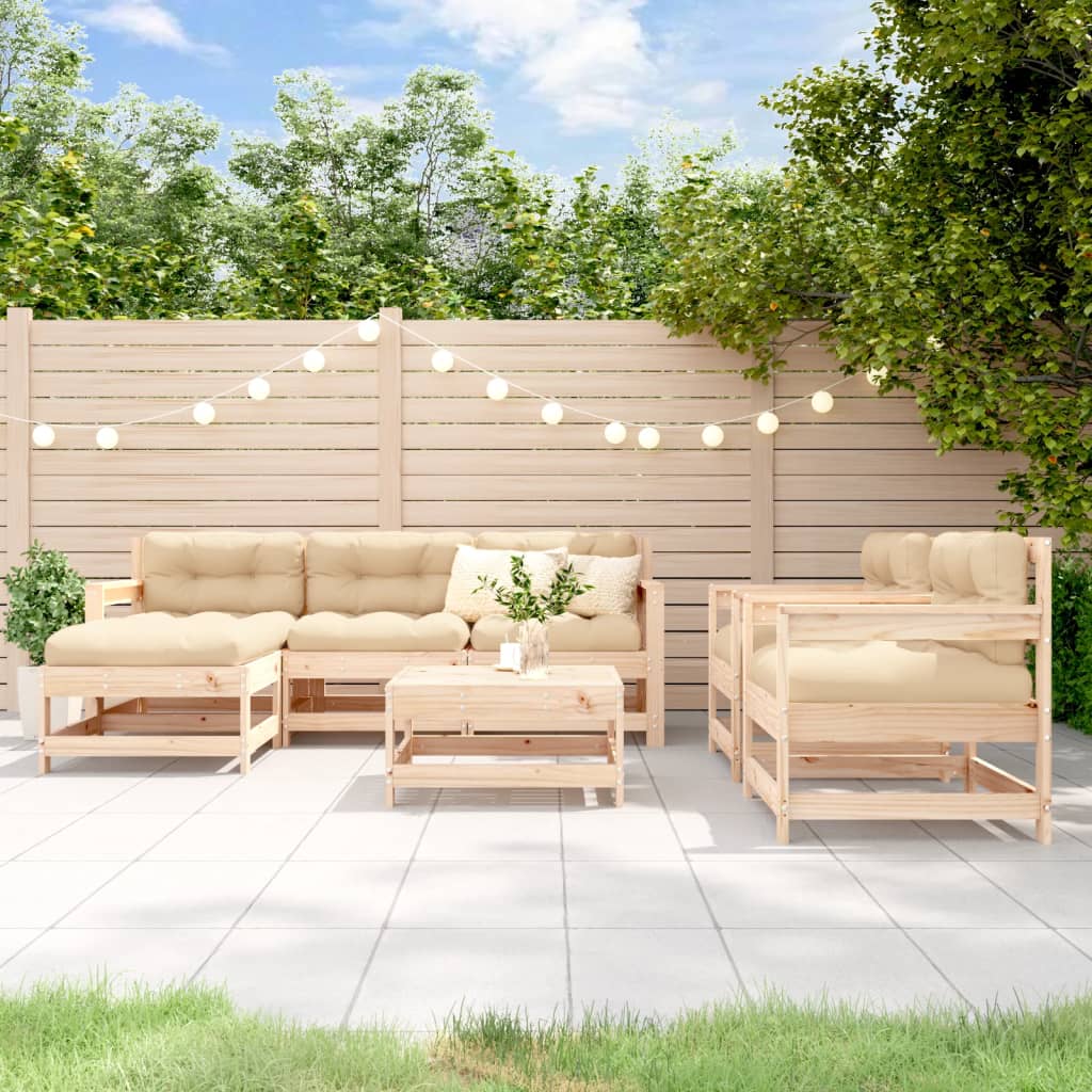 Set Mobilier De Grădină, 7 Piese, , Lemn Masiv De Pin