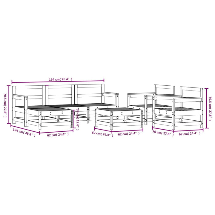 Set Mobilier De Grădină, 7 Piese, , Lemn Masiv De Pin