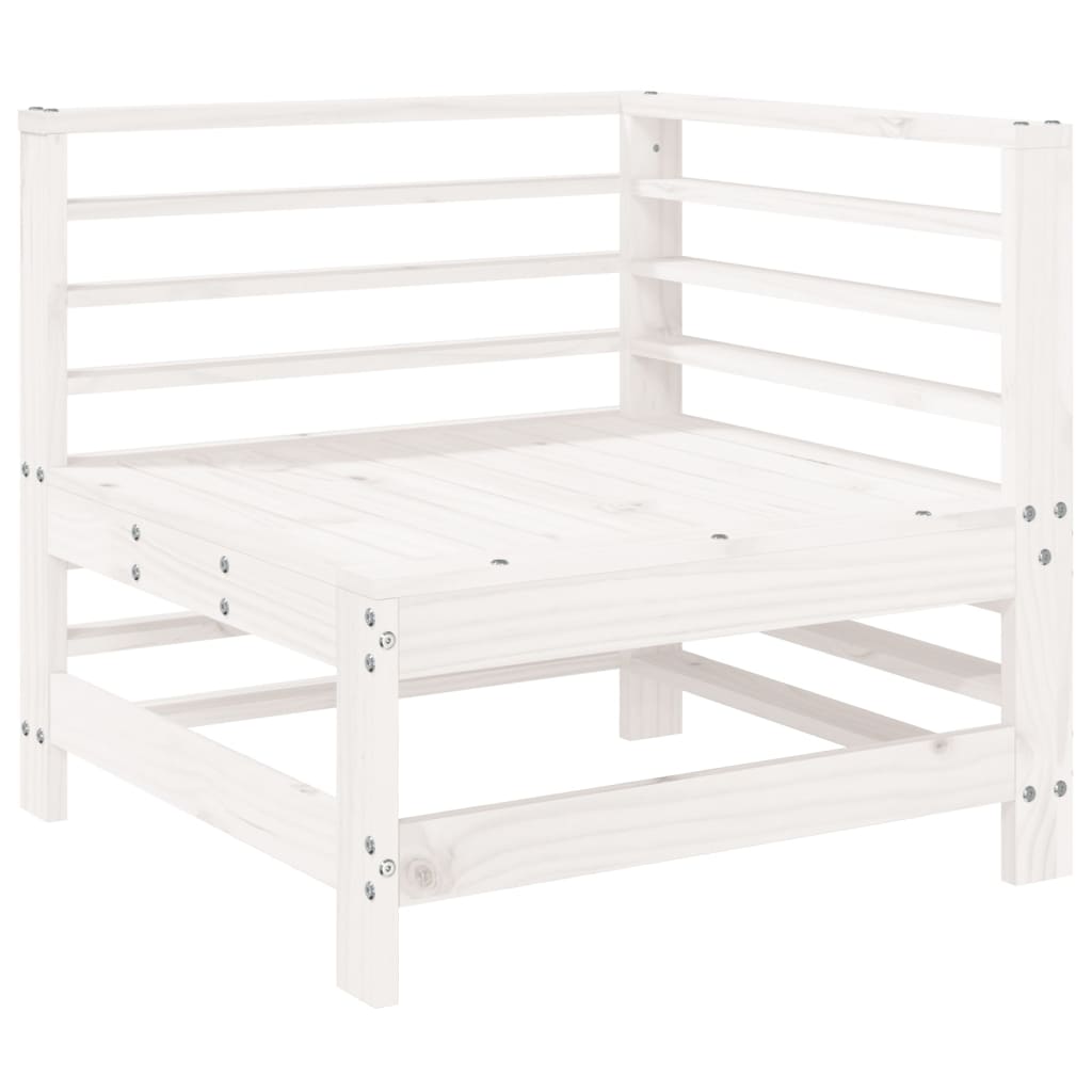 Set Mobilier De Grădină, 7 Piese, Alb, Lemn Masiv De Pin