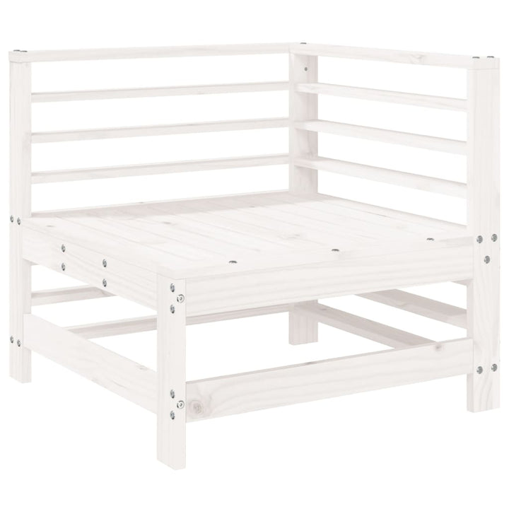 Set Mobilier De Grădină, 7 Piese, Alb, Lemn Masiv De Pin