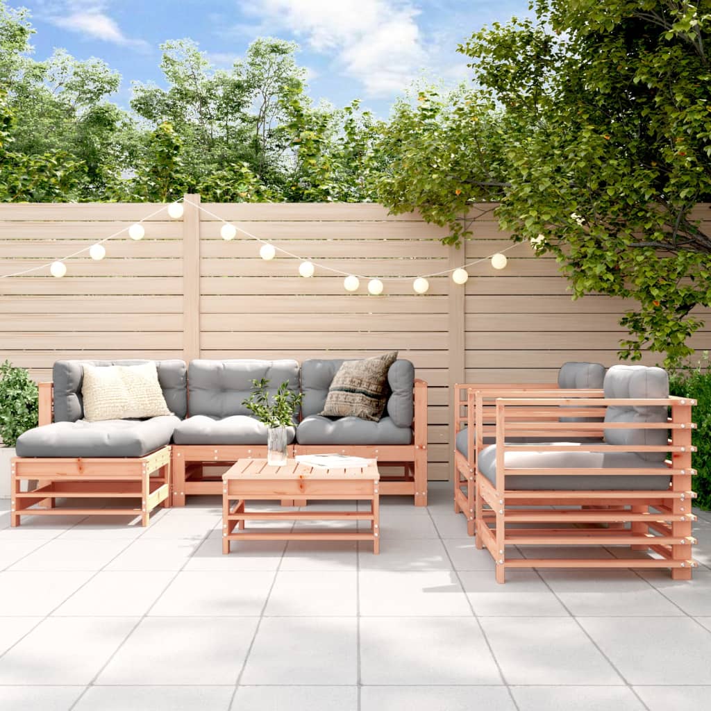Set Mobilier De Grădină, 7 Piese, Alb, Lemn Masiv De Pin