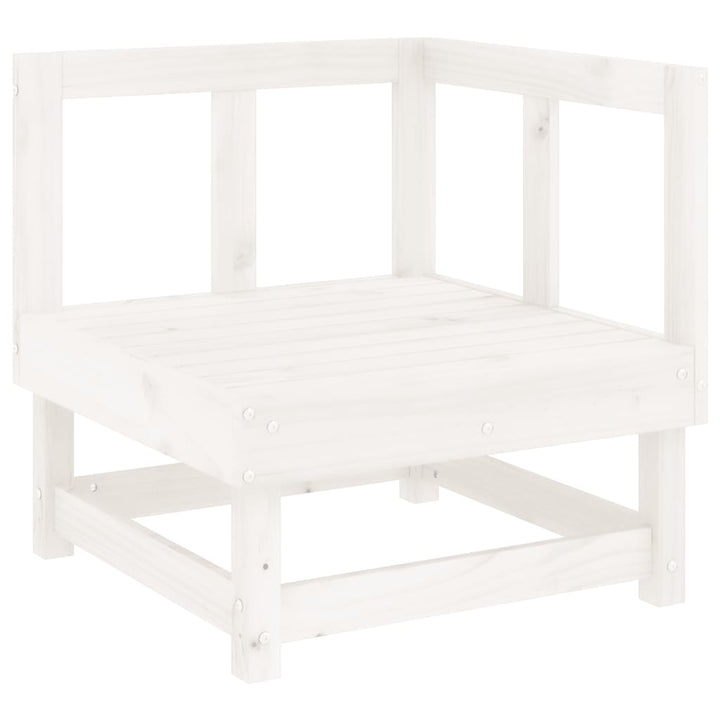 Set Mobilier Relaxare Grădină, 8 Piese, Alb, Lemn Masiv De Pin