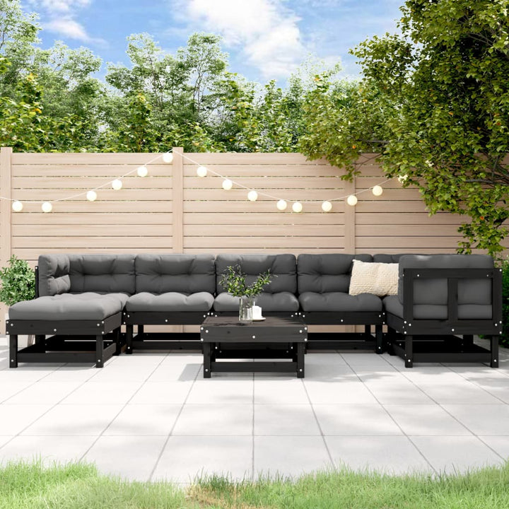 Set Mobilier Relaxare Grădină, 8 Piese, Alb, Lemn Masiv De Pin