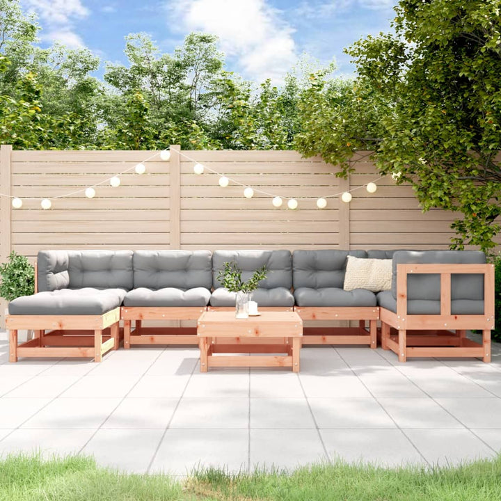 Set Mobilier Relaxare Grădină, 8 Piese, Alb, Lemn Masiv De Pin