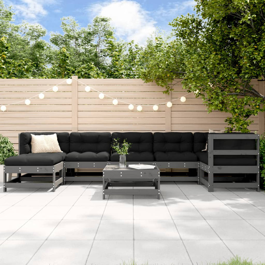 Set Mobilier Relaxare Grădină, 8 Piese, Lemn Masiv De Pin