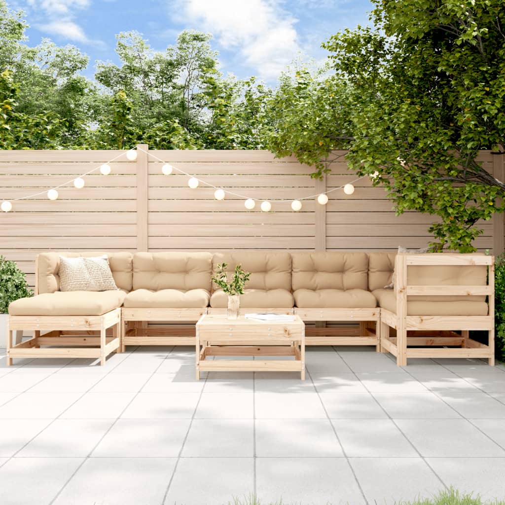 Set Mobilier Relaxare Grădină, 8 Piese, Lemn Masiv De Pin