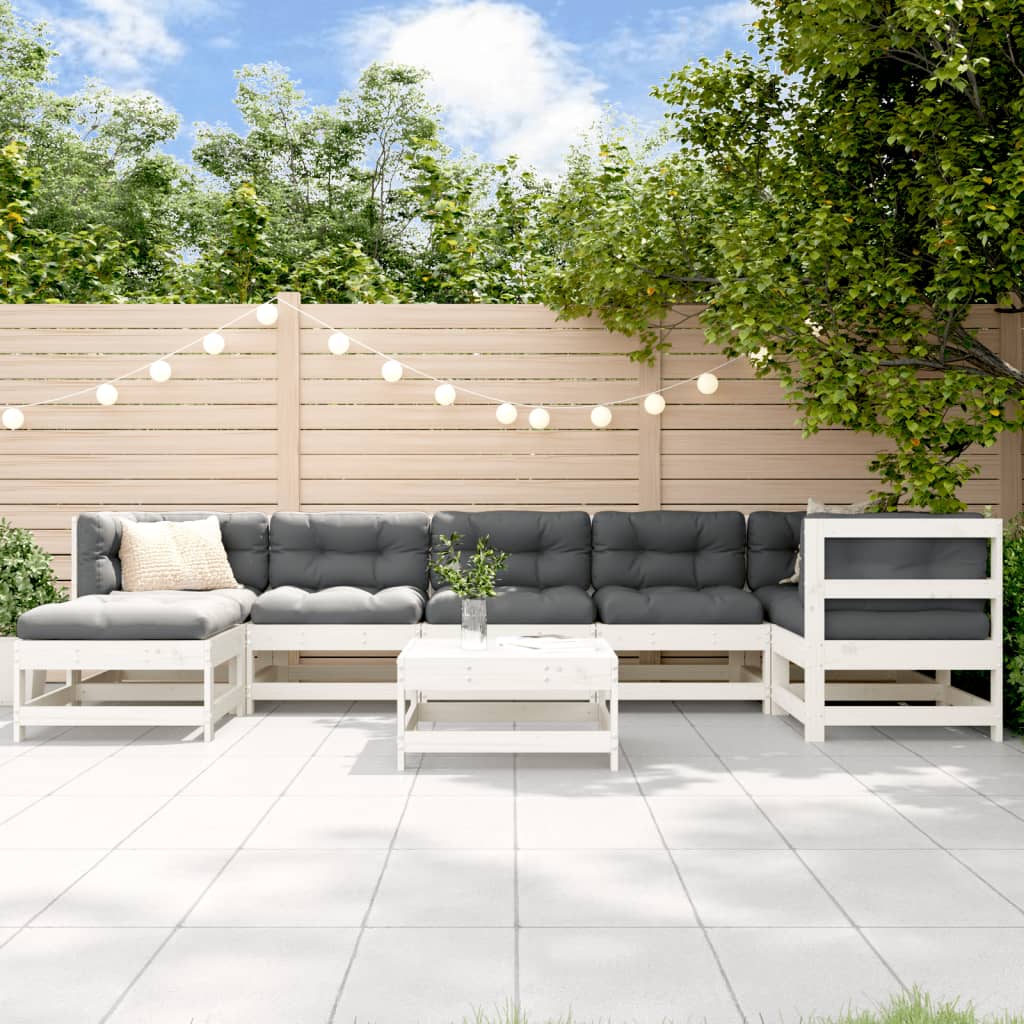 Set Mobilier Relaxare Grădină, 8 Piese, Lemn Masiv De Pin