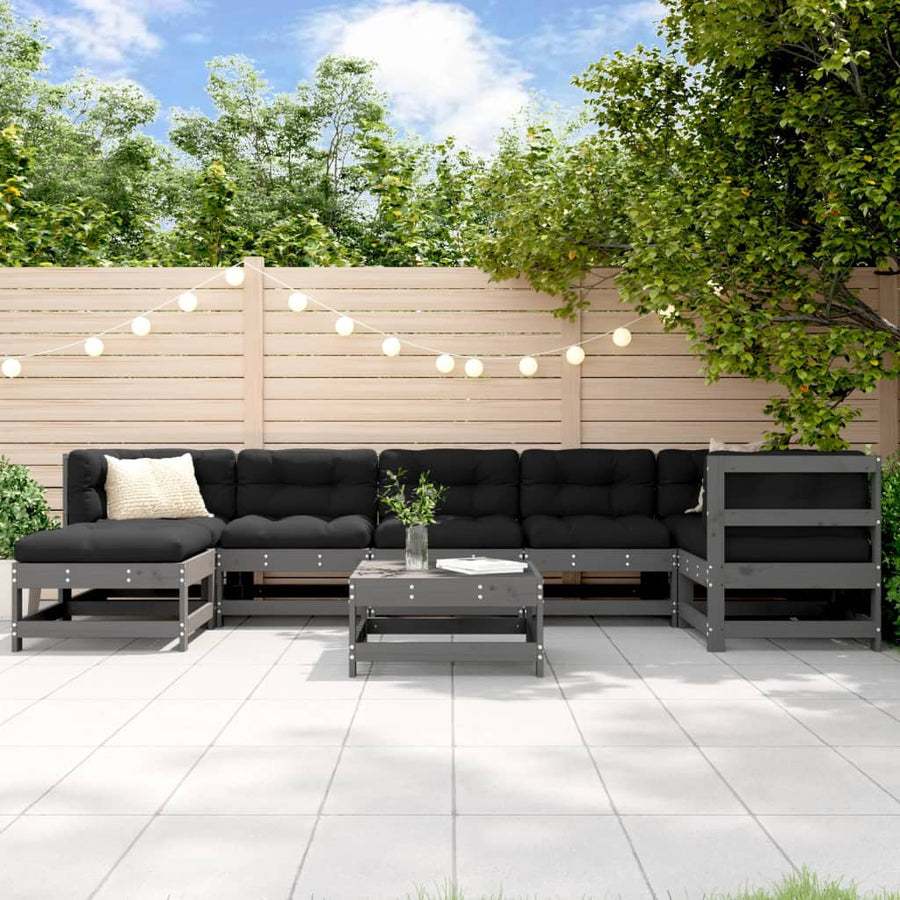 Set Mobilier Relaxare Grădină, 8 Piese, Lemn Masiv De Pin
