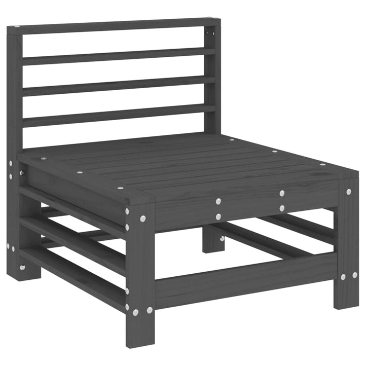 Set Mobilier De Grădină, 9 Piese, Gri, Lemn Masiv De Pin