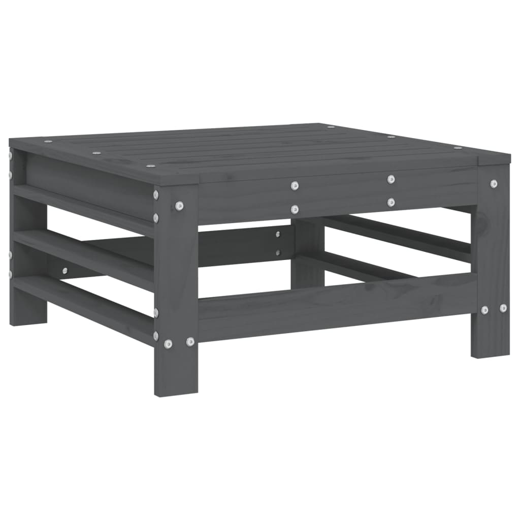 Set Mobilier De Grădină, 9 Piese, Gri, Lemn Masiv De Pin