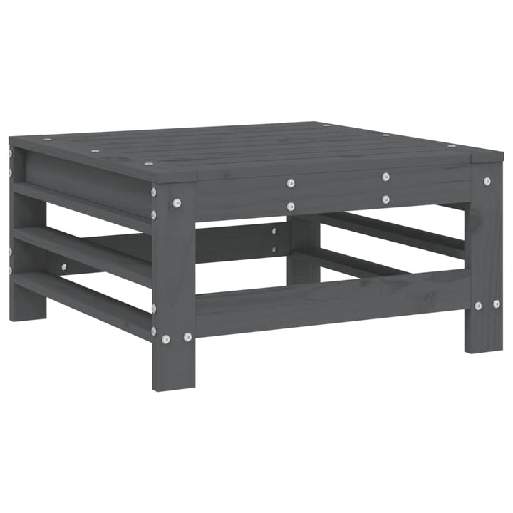 Set Mobilier De Grădină, 9 Piese, Gri, Lemn Masiv De Pin