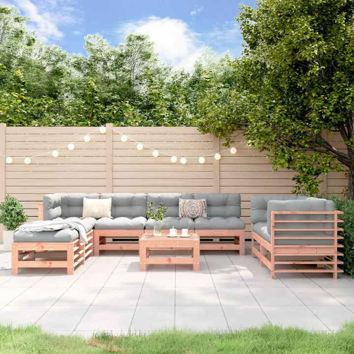 Set Mobilier De Grădină, 9 Piese, Gri, Lemn Masiv De Pin