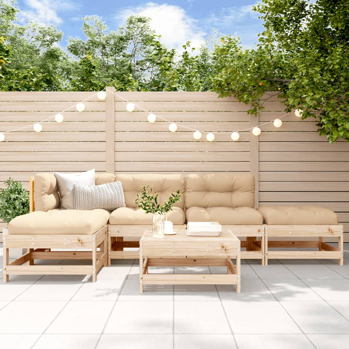Set Mobilier Relexare De Grădină, 6 Piese, Gri, Lemn Masiv Pin