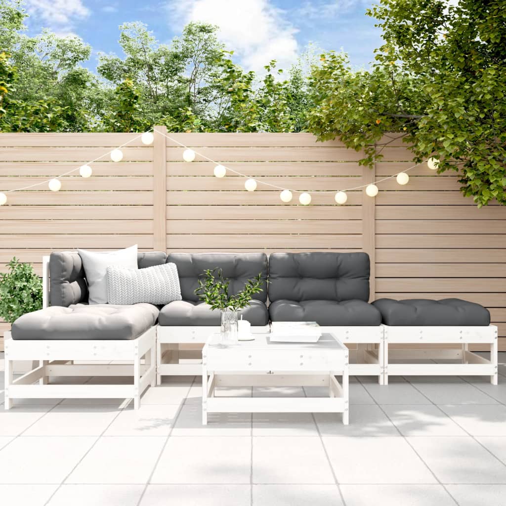 Set Mobilier Relexare De Grădină, 6 Piese, Gri, Lemn Masiv Pin