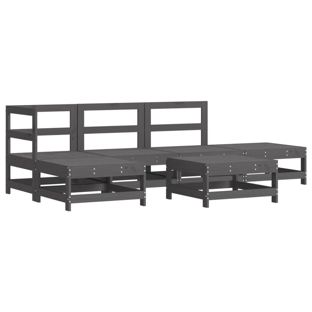 Set Mobilier Relexare De Grădină, 6 Piese, Gri, Lemn Masiv Pin