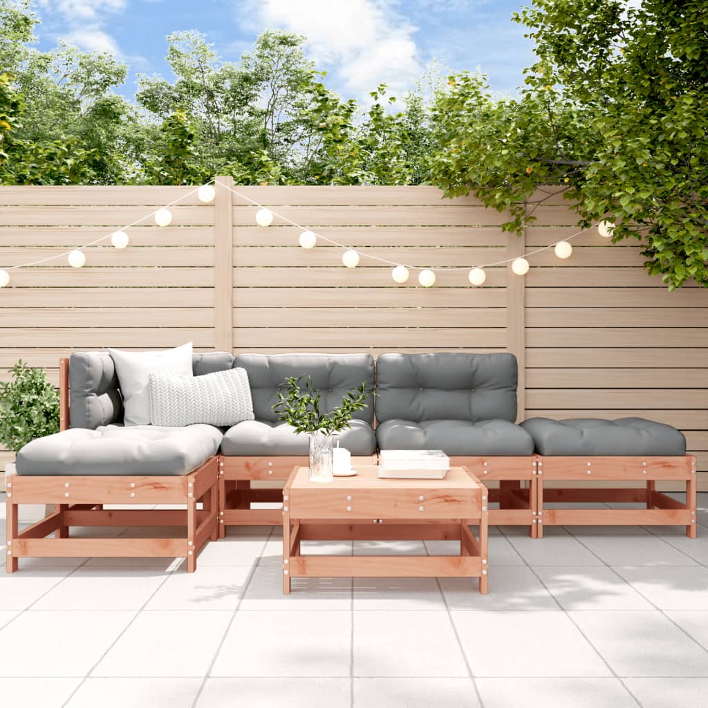 Set Mobilier Relexare De Grădină, 6 Piese, Gri, Lemn Masiv Pin