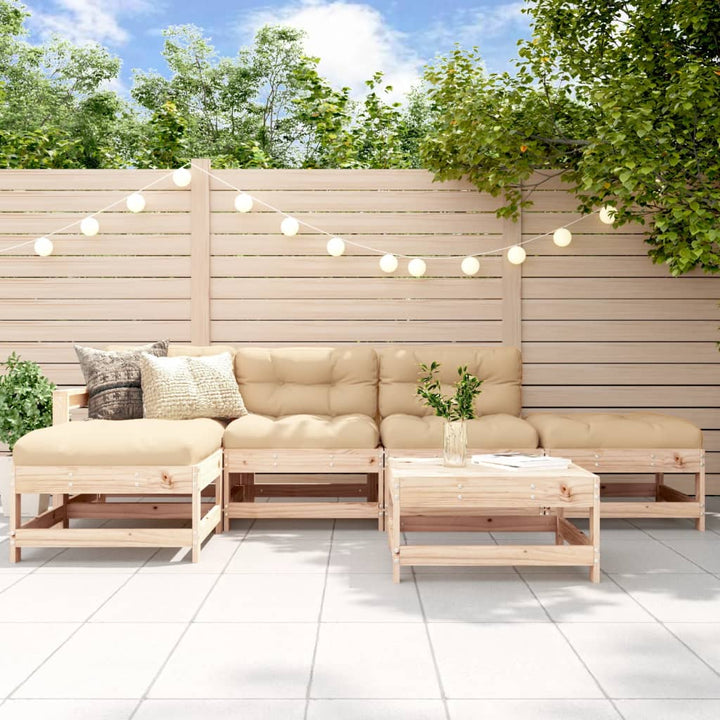 Set Mobilier Relexare De Grădină, 6 Piese, Gri, Lemn Masiv Pin