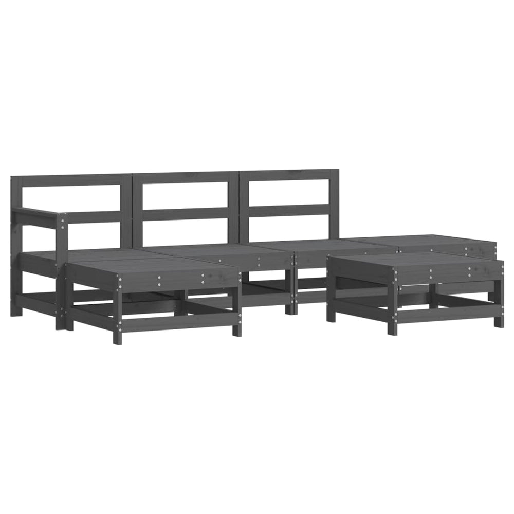 Set Mobilier Relexare De Grădină, 6 Piese, Gri, Lemn Masiv Pin