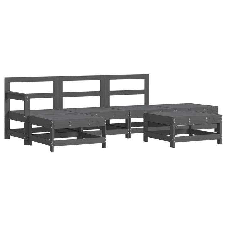 Set Mobilier Relexare De Grădină, 6 Piese, Gri, Lemn Masiv Pin