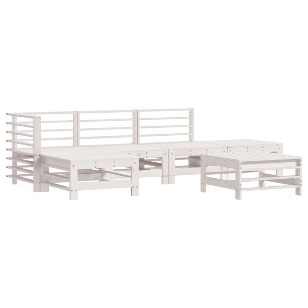 Set Mobilier De Grădină, 6 Piese, Alb, Lemn Masiv Pin