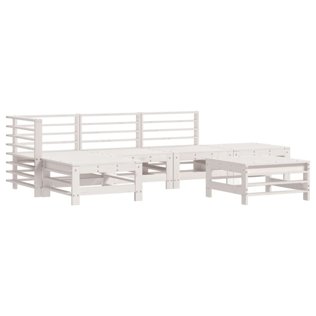 Set Mobilier De Grădină, 6 Piese, Alb, Lemn Masiv Pin
