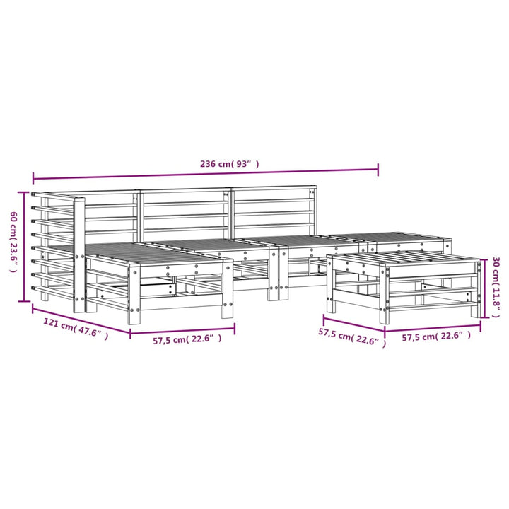 Set Mobilier De Grădină, 6 Piese, Alb, Lemn Masiv Pin
