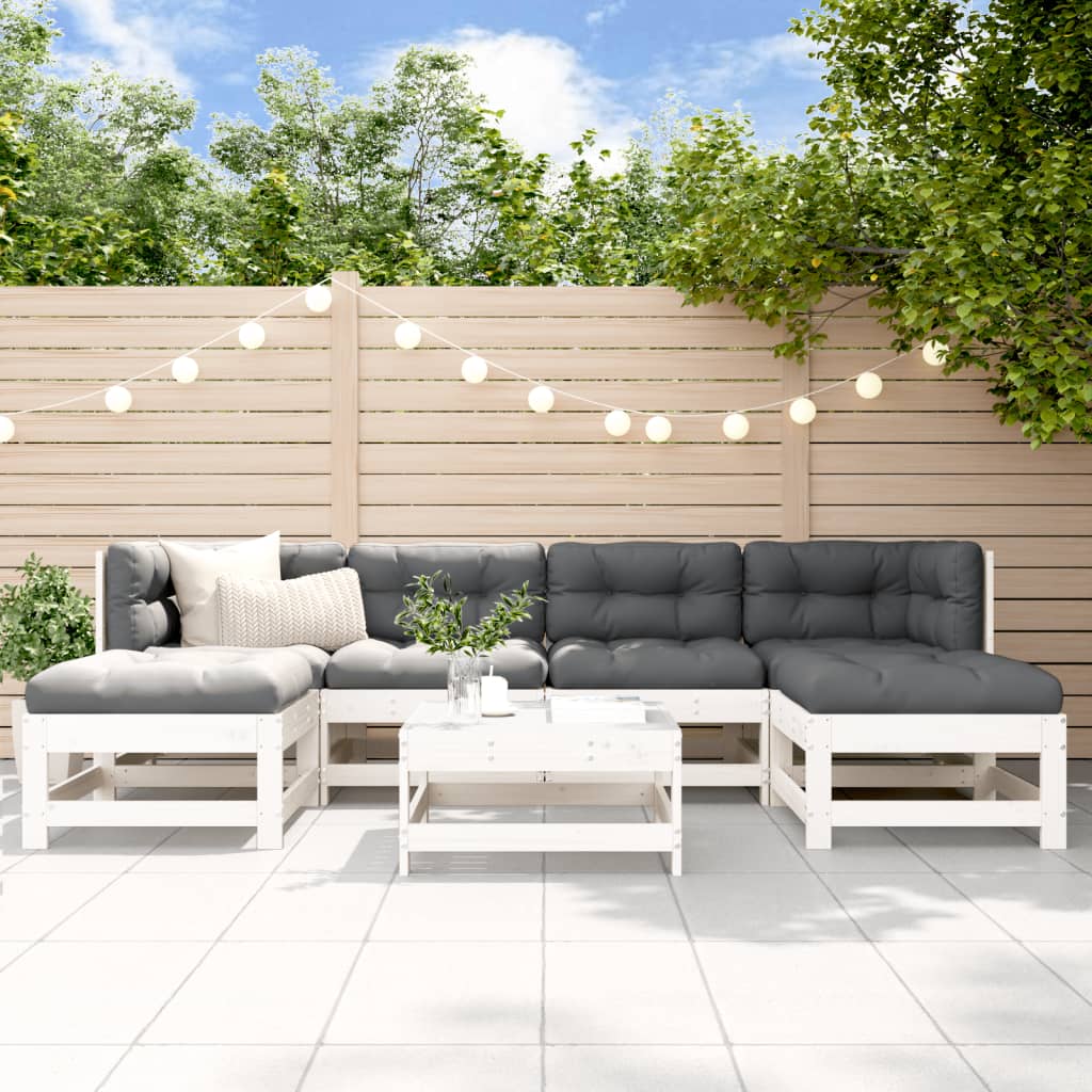 Set Mobilier De Grădină, 7 Piese, Gri, Lemn Masiv De Pin