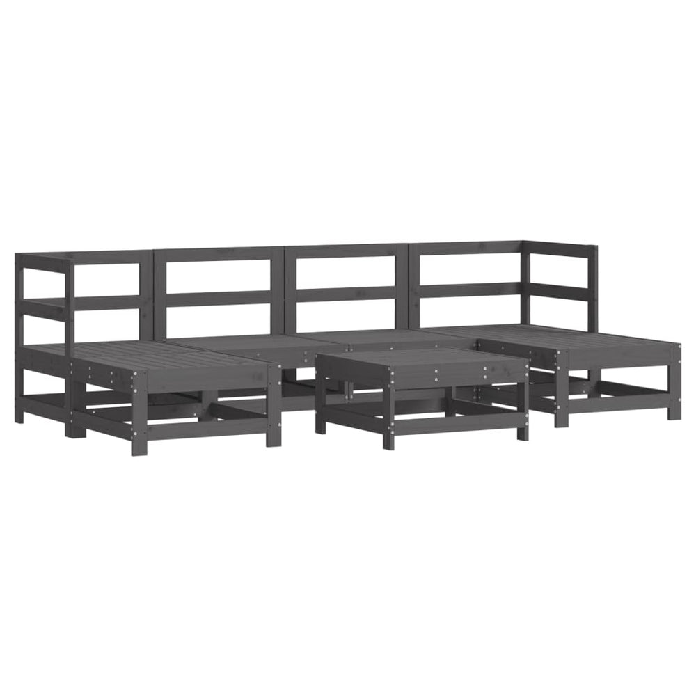 Set Mobilier De Grădină, 7 Piese, Gri, Lemn Masiv De Pin