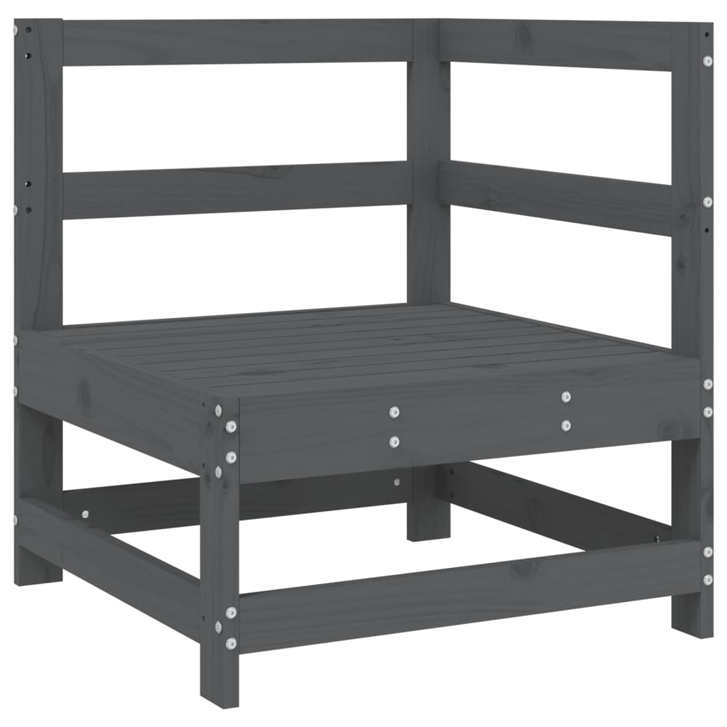 Set Mobilier De Grădină, 7 Piese, Gri, Lemn Masiv De Pin