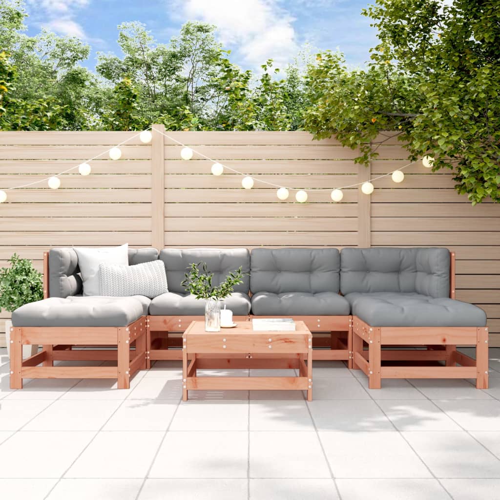 Set Mobilier De Grădină, 7 Piese, Gri, Lemn Masiv De Pin