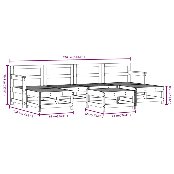 Set Mobilier De Grădină, 7 Piese, Lemn Masiv De Pin