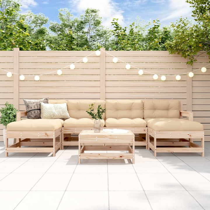 Set Mobilier De Grădină, 7 Piese, Lemn Masiv De Pin