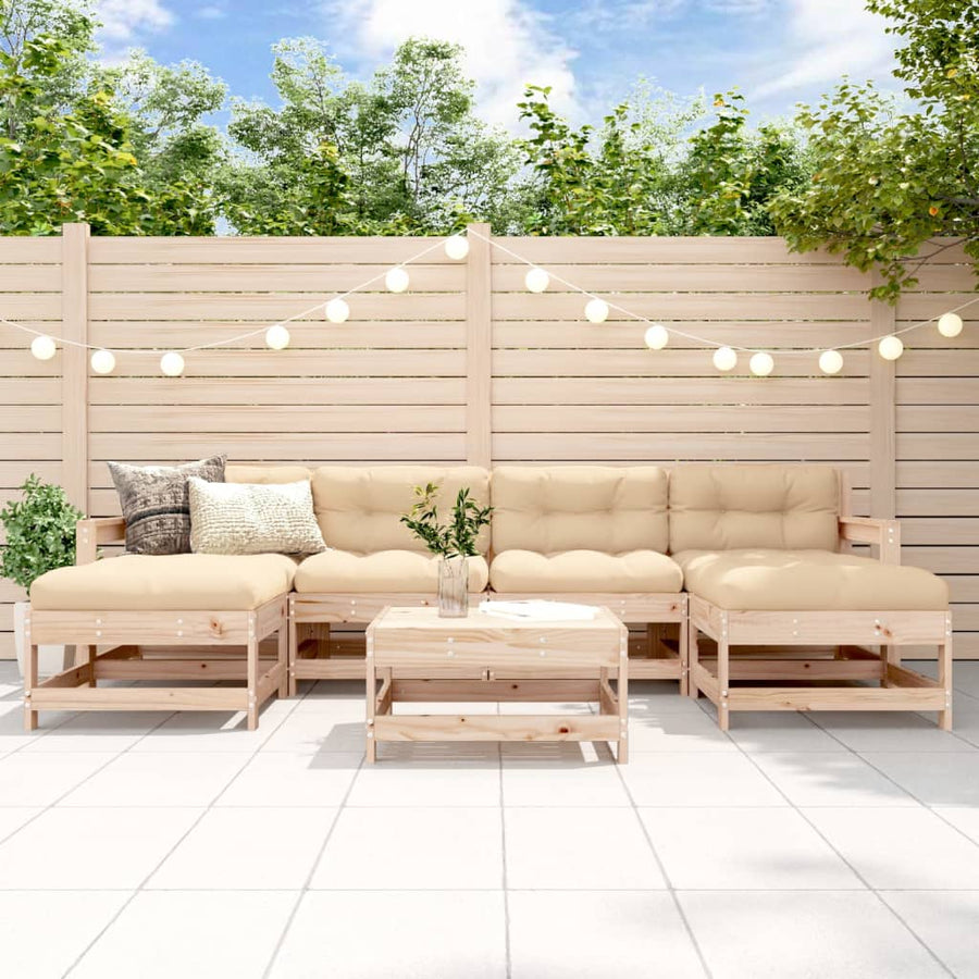 Set Mobilier De Grădină, 7 Piese, Lemn Masiv De Pin
