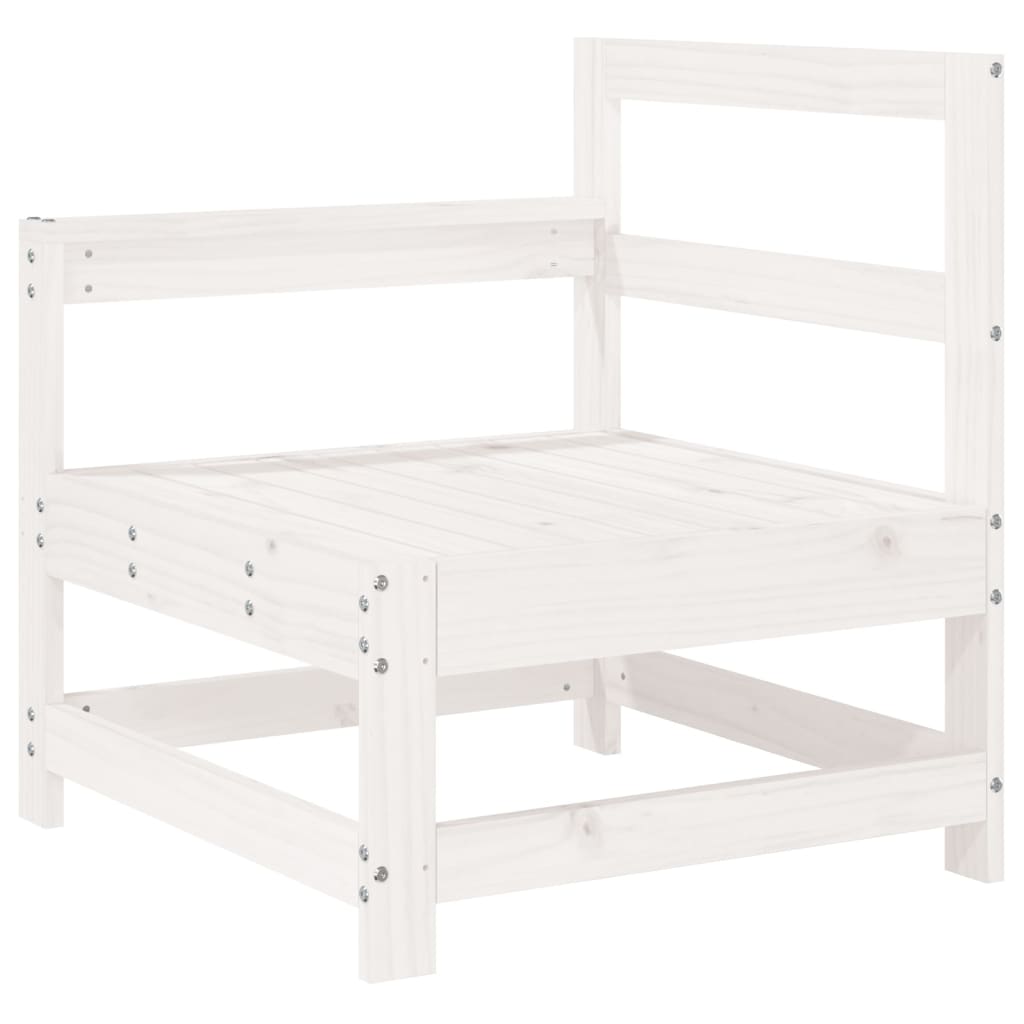 Set Mobilier De Grădină, 7 Piese, Alb, Lemn Masiv De Pin