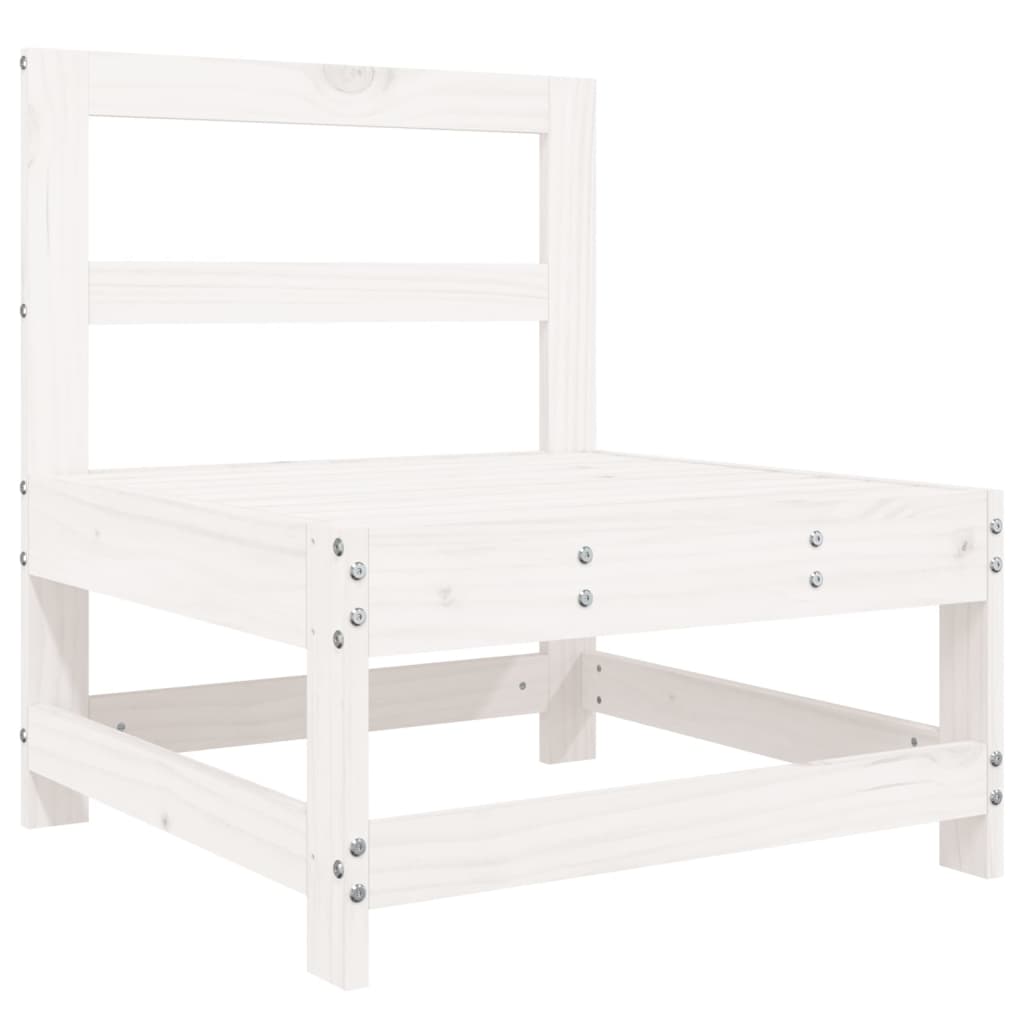 Set Mobilier De Grădină, 7 Piese, Alb, Lemn Masiv De Pin