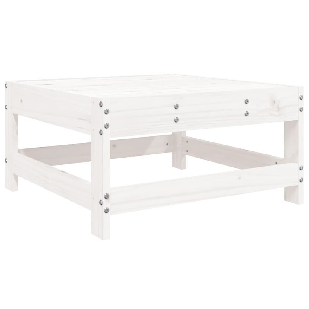 Set Mobilier De Grădină, 7 Piese, Alb, Lemn Masiv De Pin