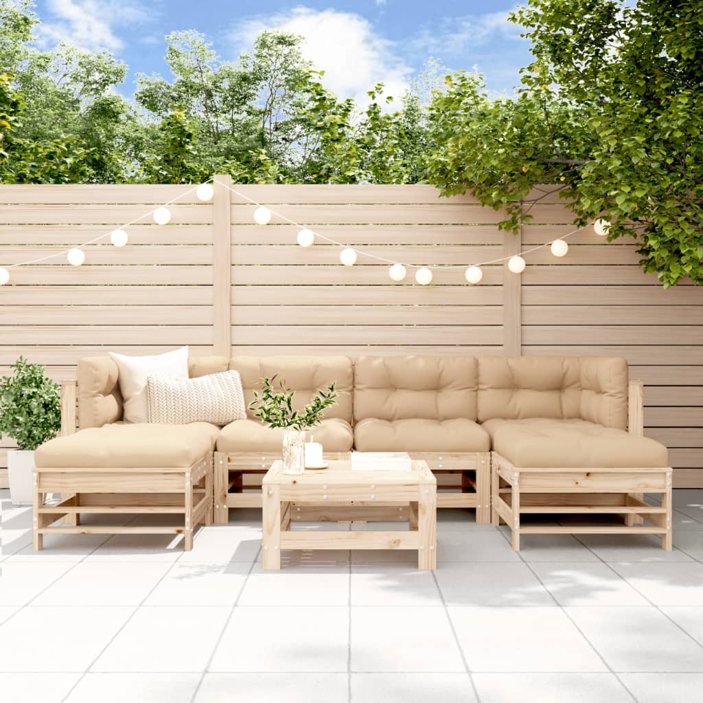 Set Mobilier De Grădină, 7 Piese, , Lemn Masiv De Pin