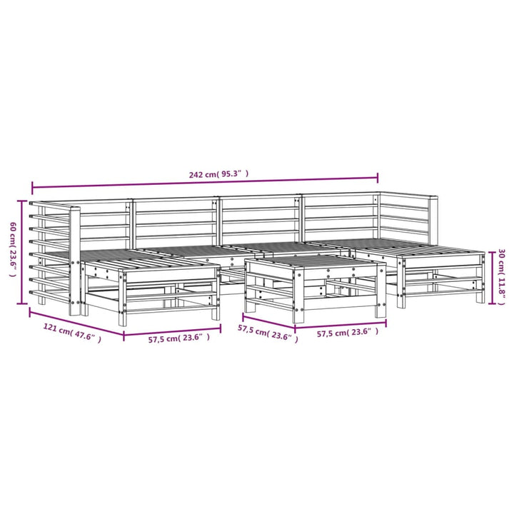 Set Mobilier De Grădină, 7 Piese, , Lemn Masiv De Pin