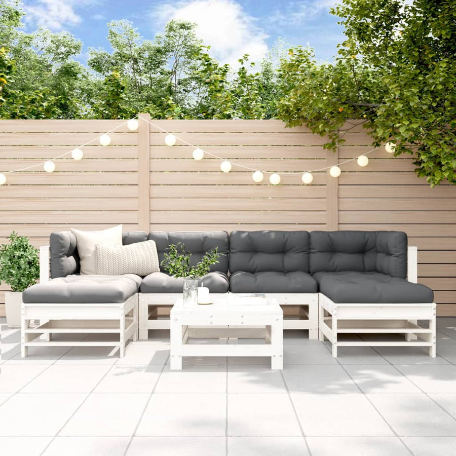 Set Mobilier De Grădină, 7 Piese, , Lemn Masiv De Pin