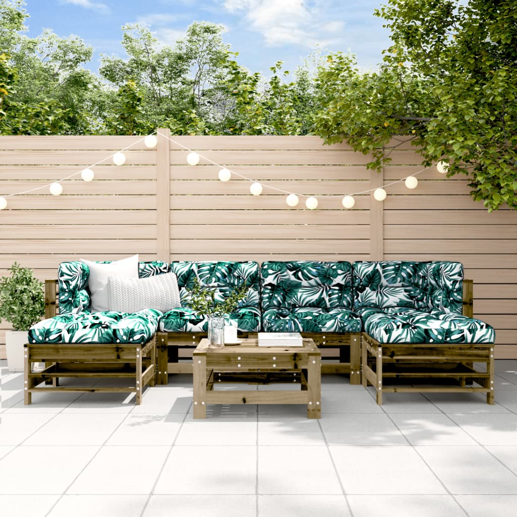 Set Mobilier De Grădină, 7 Piese, , Lemn Masiv De Pin